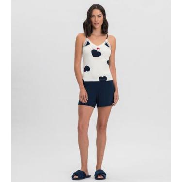 Imagem de Pijama Curto Feminino Mensageiro Dos Sonhos Azul Marinho, M, Azul Mari