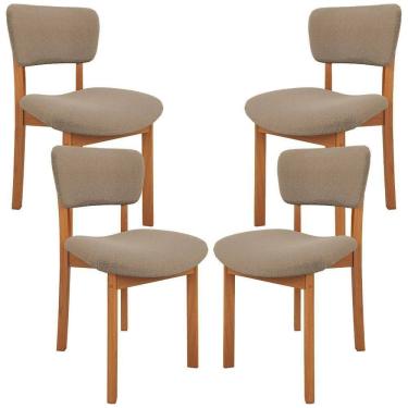 Imagem de Kit 04 Cadeiras Para Sala De Jantar Cozinha Living Estofada Dara L02 Bouclê Bege - Lyam Decor