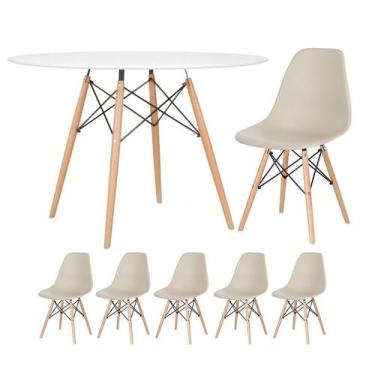 Imagem de Laraz, Mesa redonda Eames 120 cm + 5 cadeiras Eiffel DSW
