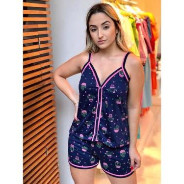 Imagem de Pijama Alcinha Aberto Com Botões Verão Baby Doll Amamentação De Calor 