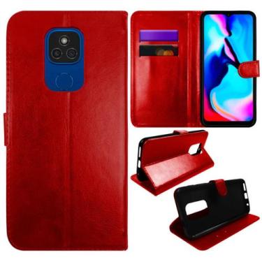 Imagem de Capa Case Capinha Carteira Flip Cover Motorola Moto E7 Plus Vermelha -