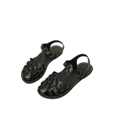 Imagem de Sandálias GORGLITTER Mexicanos Huaraches femininas de couro preto