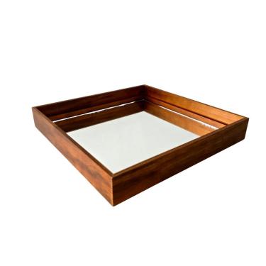 Imagem de Bandeja Decorativa 24618 em Madeira de Reflorestamento com Fundo Espelhado Preto Carmella Presentes