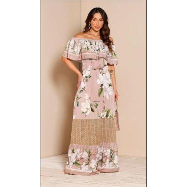 Imagem de Vestido Longo com Estampa Exclusiva Multimarca Feminina Veste 40/42 - 