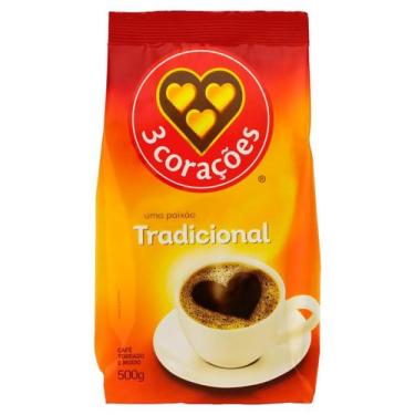 Imagem de Café torrado e moído a vácuo 3 corações tradicional 500g