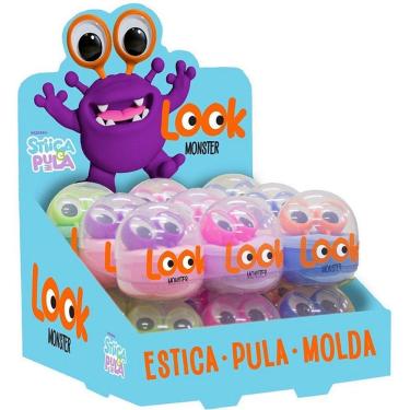 Imagem de Massa de Modelar Look Monster Stica e Pula Cria Monstrinhos e Fantoches Display 18un Doce Brinquedo