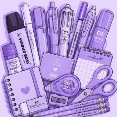 Imagem de Kit 15 itens de Papelaria - Monocromático Sortidos - - Nuvem Rosa, Rox