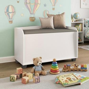 Imagem de Baú para Quarto Estofado Multiuso Branco - REGALE MÓVEIS