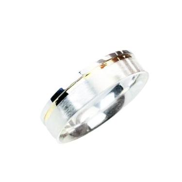 Imagem de Aliança Fosca Reta 5 mm Com Friso Lateral - Ivan Joias