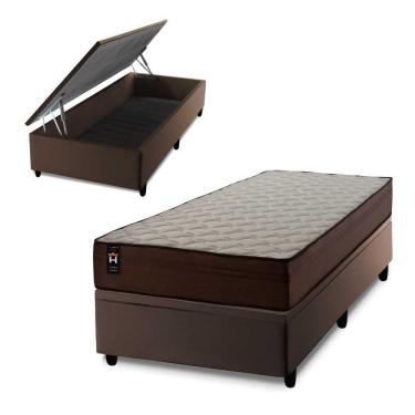 Imagem de Conjunto Box Baú Atlanta 96x203 Marrom Espuma D45 King House