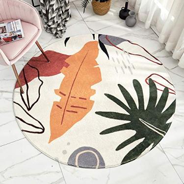 Imagem de Tapetes redondos macios, quentes para sala de estar, quarto, sala de estudo, sala de jantar, quarto de crianças, arte natural, antiderrapante, tapete lavável, natural, 100 cm