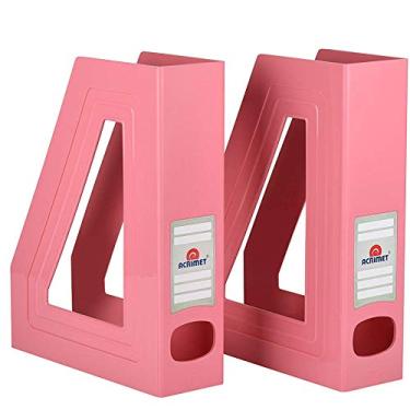 Imagem de Acrimet Porta Revistas Classic Line – Organizador para Estantes, Armários e Prateleiras, Cor Rosa Sólido 2 Peças, 277.RO