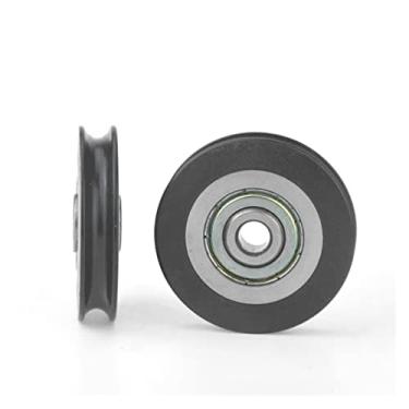 Imagem de 2 pcs 6 * 39 * 8mm Polia de porta de deslocamento, roda côncava u sulco, corda de arame sobre a roda de linha, borracha envolto o rolo de rolamento de nylon