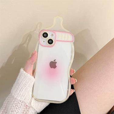 Imagem de Capa de telefone transparente com design bonito de garrafa de leite 3D para iPhone 13 Pro Max 12 11 X XS XR Gradiente Capa traseira protetora macia, A, para iPhone XR