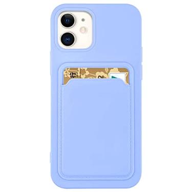Imagem de Suporte de cartão capa de telefone de silicone macio para iphone 13 11 12 14 pro max mini xs xr x 6s 6 8 7 plus se capa de carteira de doces à prova de choque, lilás roxo, para iphone se2, se3