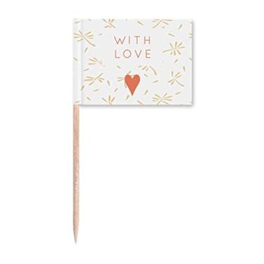 Imagem de Pingente de palito de dente com arte de flores de amor para decoração de festa