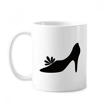 Imagem de Caneca preta de salto alto padrão de flores contorno cerâmica xícara de porcelana café louça