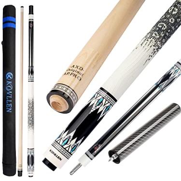 Imagem de KONLLEN Taco de bilhar de baixa deflexão taco de bilhar com extensão e caixa (10,5 mm 11,5 mm 12,5 mm ponteira XTC, pino radial 3/8 x 8, comprimento 58 polegadas)