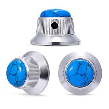 Imagem de Guyker Botões de controle de potenciômetro de baixo de guitarra com 6 mm de diâmetro. Potes de eixo - 3 peças de liga de alumínio Bell Speed Tone botão de volume de substituição para guitarra elétrica