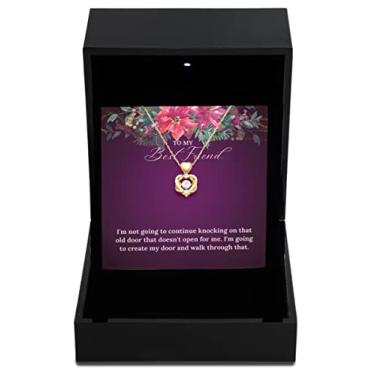 Imagem de SpreadPassion Colar de ouro com nó de coração caixa de luxo joias de incentivo para melhor amigo, presente para inspiração, presentes de incentivo para melhor amigo, ideias de presente de joias, Pe
