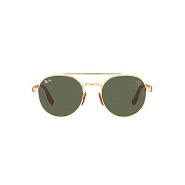 Imagem de Ray-Ban Óculos de sol redondos Rb3696m Scuderia Ferrari Collection, Ouro/Verde escuro, 51 mm