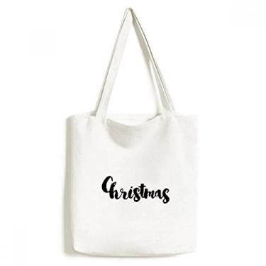 Imagem de Bolsa de lona com citação elegante de Natal feita à mão bolsa de compras casual