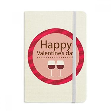 Imagem de Caderno de óculos rosa Happy Valentine's Day oficial de tecido capa dura diário clássico