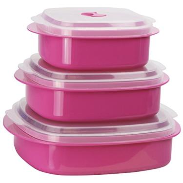 Imagem de Reston Lloyd Calypso Basics Conjunto de utensílios de cozinha para micro-ondas, vaporizador e armazenamento, magenta, vários tamanhos, 6 peças