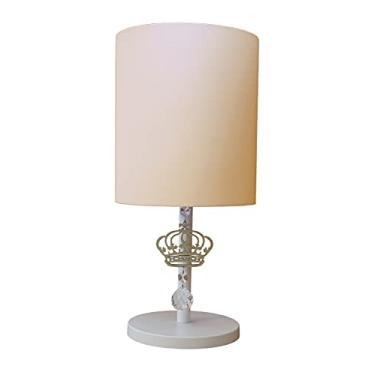 Imagem de Abajur Infantil Coroa Base Branca Cúpula Crú 20x43