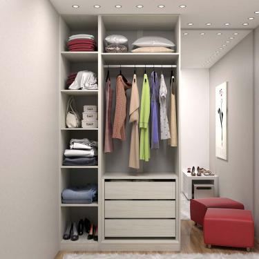 Imagem de Guarda Roupa Closet 2 Módulos sem Porta 3 Gavetas e 1 Cabideiro Prime Luciane Móveis - Legno Crema