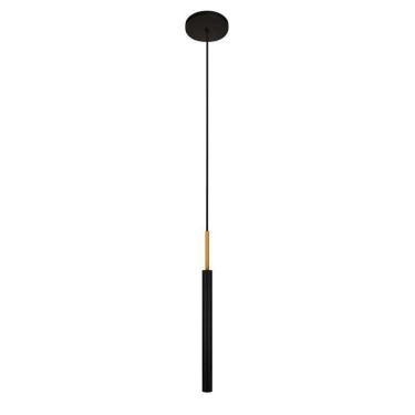 Imagem de Luminária Teto Tubo Pendente Cama Quarto Preto Dourado 40Cm