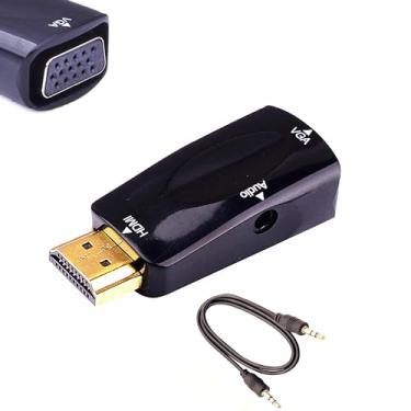 Imagem de SHANFEILU Conversor adaptador HDMI para VGA com cabo de áudio de 3,5 mm, 50 cm, VGA fêmea para HDMI macho, conector banhado a ouro para HDTV PC, monitor de mesa e projetor de laptop