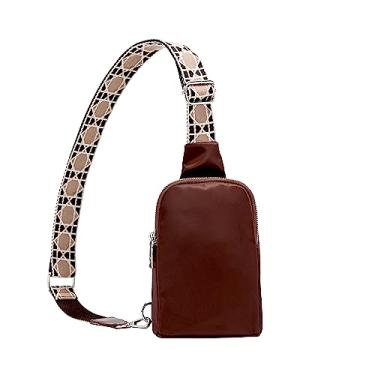 Imagem de INICAT Bolsa transversal masculina pequena quadriculada para mulheres, bolsa transversal de nylon para pochete, Café escuro, Small