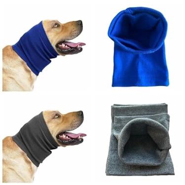Imagem de DDFS Protetores de ouvido para cães, proteção contra ruído, alívio de ansiedade e estresse, calmante para cães, azul + cinza, M
