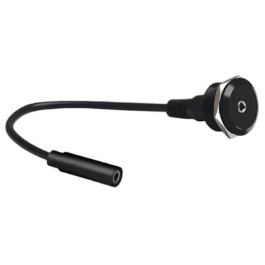 Imagem de YiKaiEn Adaptador de áudio TRS fêmea para fêmea de 3,5 mm - Conector de tomada estéreo de montagem em painel roscado, cabo curto para soquete de fone de ouvido e extensões de porta de áudio 20 cm 1,8