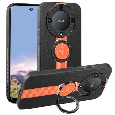 Imagem de Kainevy Capa para Honor Magic 5 Lite de couro durável de silicone para homens e mulheres capa preta à prova de choque Honor Magic 5 Lite capa de telefone com anel magnético rotativo 360 com suporte de