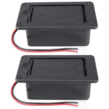 Imagem de 2 peças caixa de bateria captador de guitarra 9V caixa de bateria suportes para captador de guitarra baixo preto