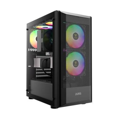 Imagem de Gabinete Gamer Gamdias Aura GC6 3Fans S/Fonte ATX MidTower Vidro Temperado Preto - AURA GC6