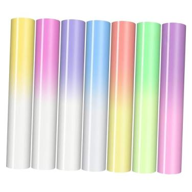 Imagem de YIJU 7x folhas de transferência de calor de, fáceis de cortar, multicolorido, htv, ferro em para camisetas, impressão de roupas, chapéus, sem brilho