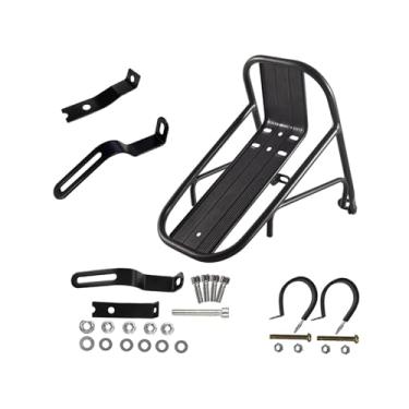 Imagem de rockible Cremalheira dianteira da bicicleta liga de alumínio mountain bike carga bagageiro rack, cremalheira de carga dianteira da bicicleta, sem ferramentas