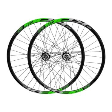Imagem de Par Roda Aro 29 KOG BIKES Parede Dupla Cubo Rosca Disco Raios Inox,Preto Verde
