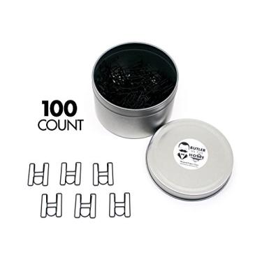 Imagem de Butler in the Home Escolha sua letra favorita do alfabeto A-Z ou número 0-9 - 100 clipes de papel preto colorido para iniciais ou data de nascimento - vem em lata redonda com tampa e caixa de presente (letra H)