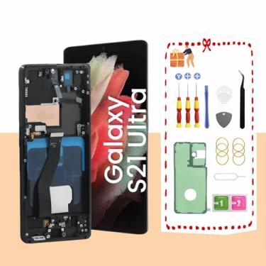 Imagem de Tela de reposição OLED para Samsung Galaxy S21 Ultra 5G LCD para Samsung S21 Ultra Touch Digitalizador Screen Display Assembly com kit de ferramentas de moldura G998U G998B/DS Preto