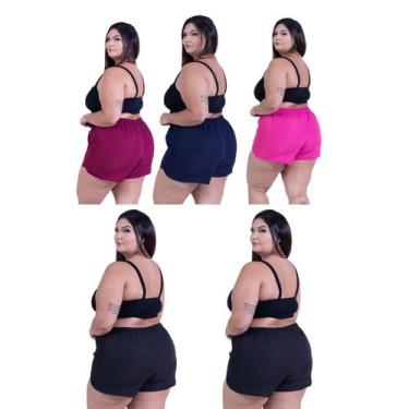 Imagem de Short Tactel Feminino Plus Size Moda Bermuda Soltinha Praia Piscina Ki