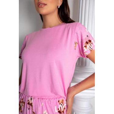 Imagem de Pijama de manga curta e shorts estampado de viscolycra - Mavibeli, M