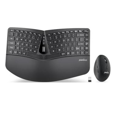 Imagem de Mini Teclado Ergonômico Perixx PERIDUO-606, sem Fio, Mouse Vertical Portátil, Descanso de Palma Ajustável, Teclas de Perfil Baixo de Membrana, Inglês dos EUA