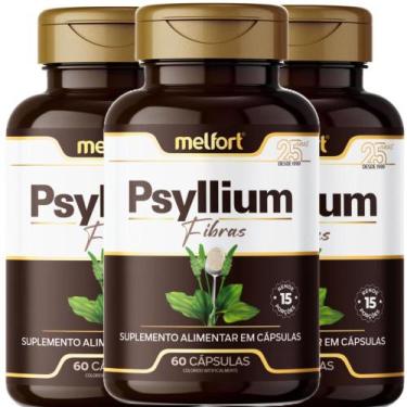 Imagem de 3 x Psyllium Fibras alimentar 500mg 180 Cápsulas - Melfort