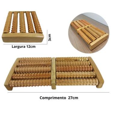Imagem de Massageador Rolo Madeira Para Os Dois Pés Fisioterapia Relax - Luiggi 