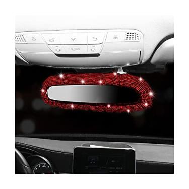 Imagem de Capa de espelho retrovisor brilhante, protetor de espelho retrovisor automático de pelúcia elástica, com cristal de strass brilhante decorativo para mulheres meninas, acessórios de interior de carro universais para carro, SUV, VAN (vermelho)