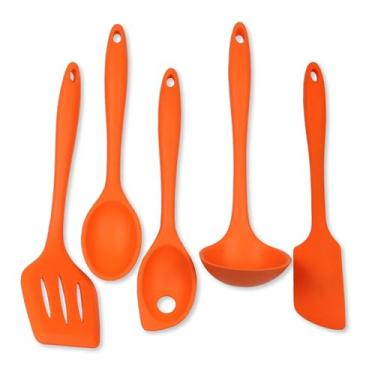 Imagem de Chef Craft Utensílios e utensílios de cozinha de silicone premium, conjunto de 5 peças, laranja